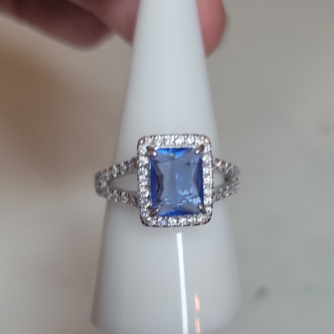 Azure Blue Tourmaline & Solid Sterling Silver .925 Ring Sz 9 Nwot